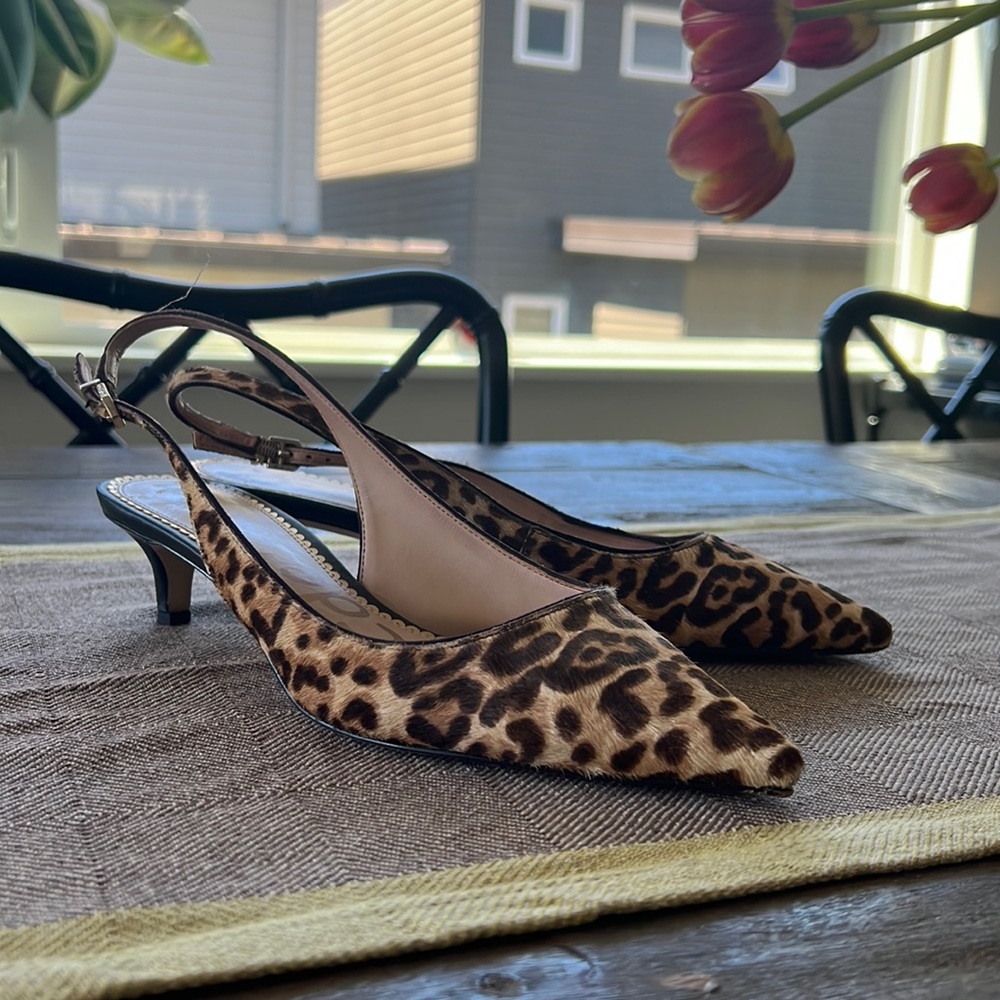 Sam Edelman Leopard Print Heels, Size 8